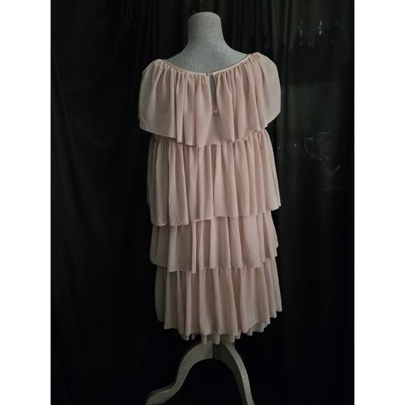 Twin Set by Simona Barbieri Flounced Ruffled Sleeveless Tulle Beige Dress Size L - Picture 6 of 10